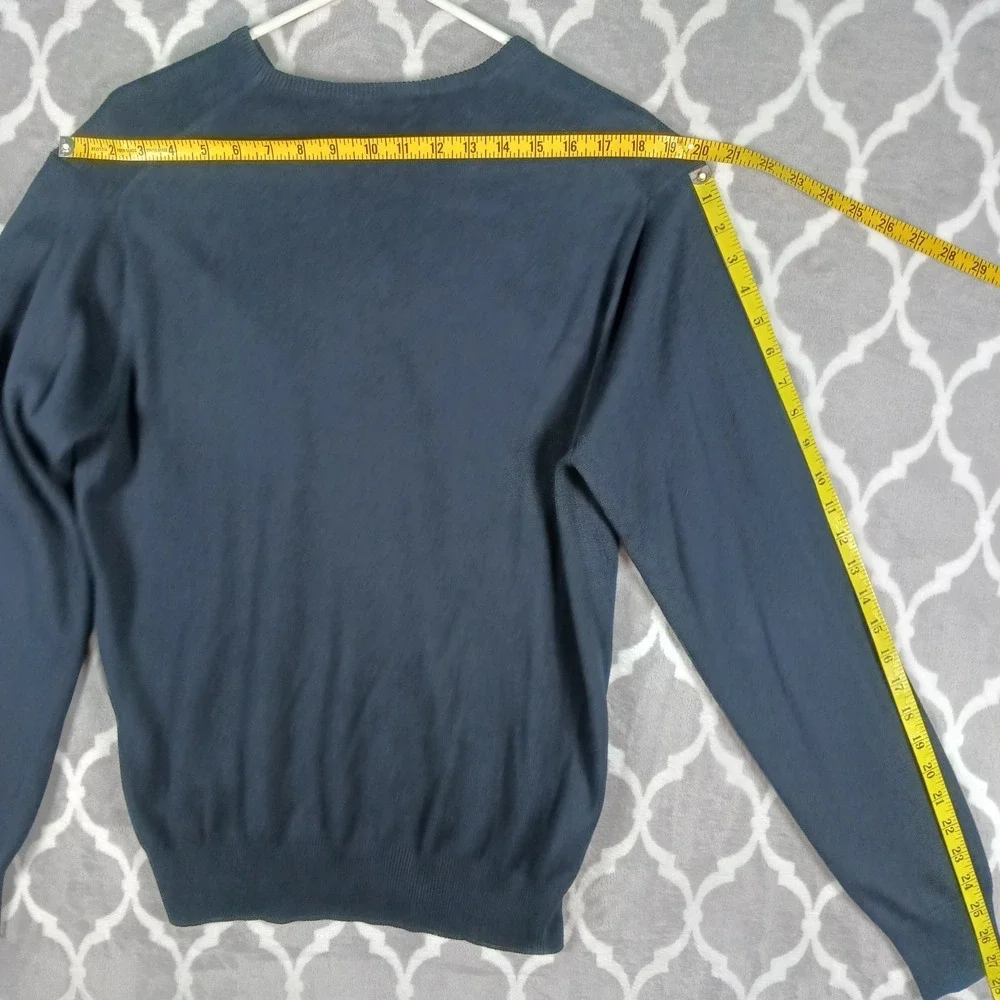 Peter Millar Sweater Men Medium Black V Neck Silk Cashmere Cotton Pullover
